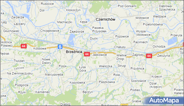 mapa Jaśkowice gmina Skawina, Jaśkowice gmina Skawina na mapie Targeo