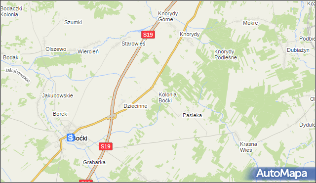 mapa Kolonia Boćki, Kolonia Boćki na mapie Targeo