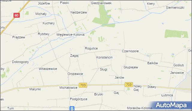 mapa Konstancin gmina Góra Świętej Małgorzaty, Konstancin gmina Góra Świętej Małgorzaty na mapie Targeo