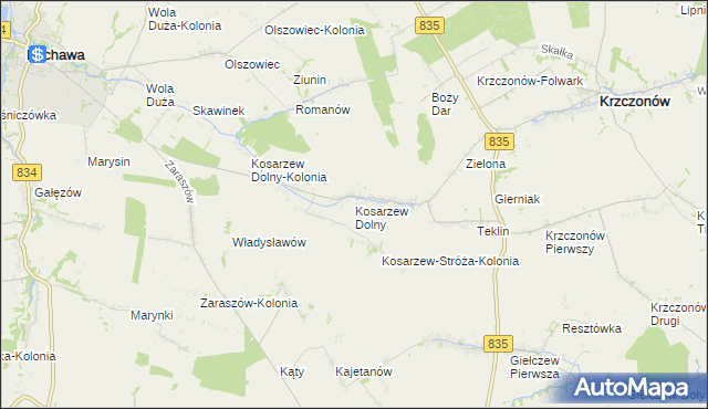 mapa Kosarzew Dolny, Kosarzew Dolny na mapie Targeo