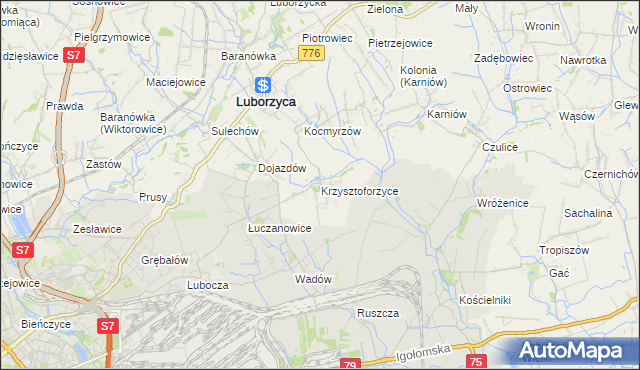 mapa Krzysztoforzyce, Krzysztoforzyce na mapie Targeo