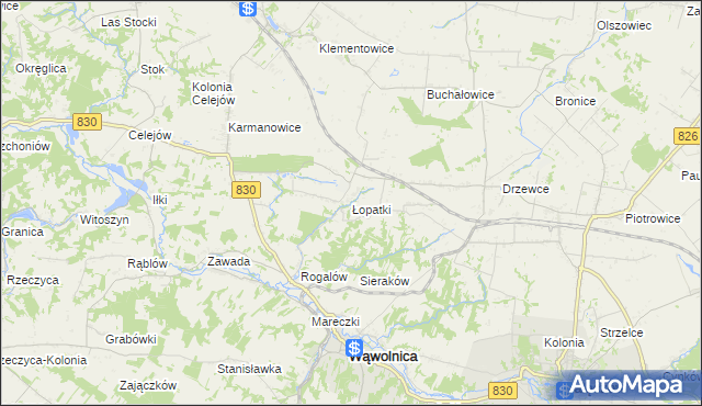 mapa Łopatki gmina Wąwolnica, Łopatki gmina Wąwolnica na mapie Targeo