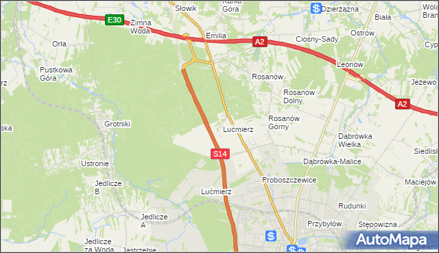 mapa Lućmierz-Ośrodek, Lućmierz-Ośrodek na mapie Targeo