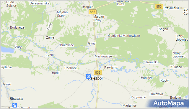 mapa Markowicze, Markowicze na mapie Targeo