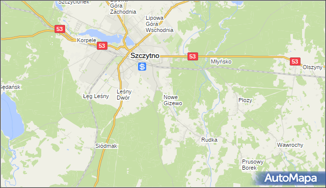 mapa Nowe Gizewo, Nowe Gizewo na mapie Targeo