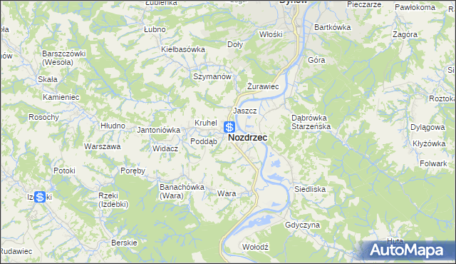 mapa Nozdrzec, Nozdrzec na mapie Targeo