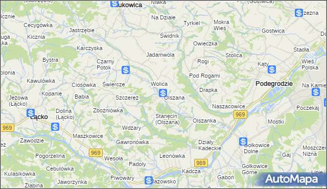 mapa Olszana, Olszana na mapie Targeo