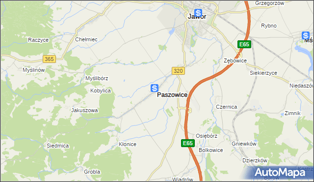 mapa Paszowice, Paszowice na mapie Targeo