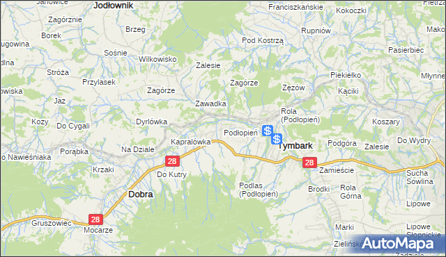 mapa Podłopień, Podłopień na mapie Targeo