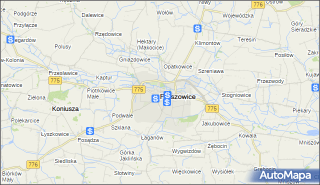 mapa Proszowice, Proszowice na mapie Targeo