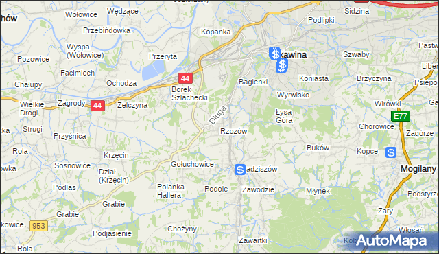 mapa Rzozów, Rzozów na mapie Targeo