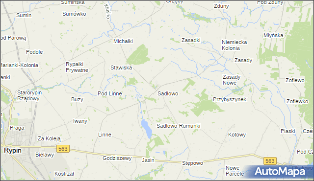 mapa Sadłowo gmina Rypin, Sadłowo gmina Rypin na mapie Targeo