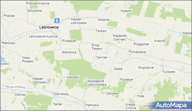 mapa Sarniak gmina Leśniowice, Sarniak gmina Leśniowice na mapie Targeo