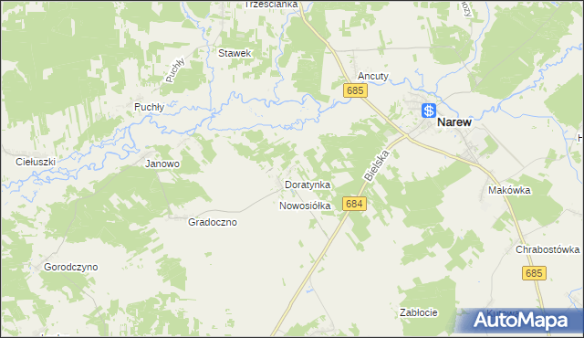 mapa Skaryszewo, Skaryszewo na mapie Targeo