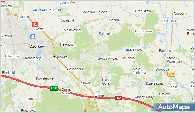 mapa Sokolniki-Las, Sokolniki-Las na mapie Targeo