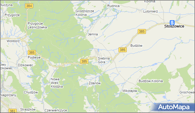 mapa Srebrna Góra gmina Stoszowice, Srebrna Góra gmina Stoszowice na mapie Targeo