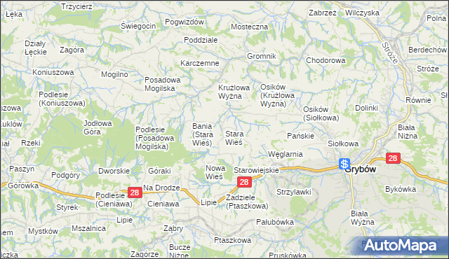 mapa Stara Wieś gmina Grybów, Stara Wieś gmina Grybów na mapie Targeo