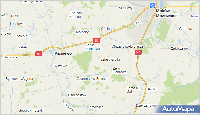 mapa Szlasy-Złotki, Szlasy-Złotki na mapie Targeo