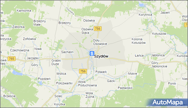 mapa Szydłów powiat staszowski, Szydłów powiat staszowski na mapie Targeo