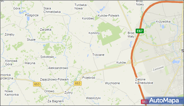 mapa Trzciane, Trzciane na mapie Targeo