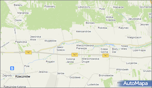 mapa Wierzchowiska Pierwsze gmina Sienno, Wierzchowiska Pierwsze gmina Sienno na mapie Targeo