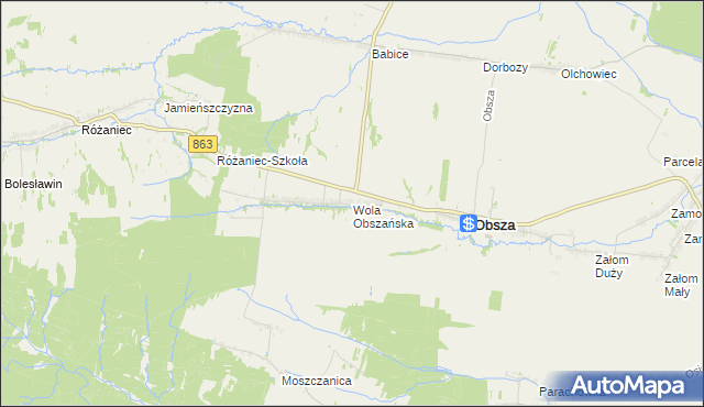 mapa Wola Obszańska, Wola Obszańska na mapie Targeo