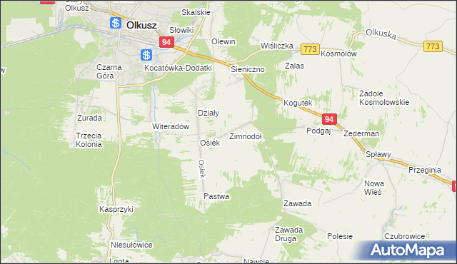 mapa Zimnodół, Zimnodół na mapie Targeo