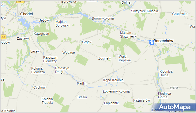 mapa Zosinek gmina Chodel, Zosinek gmina Chodel na mapie Targeo