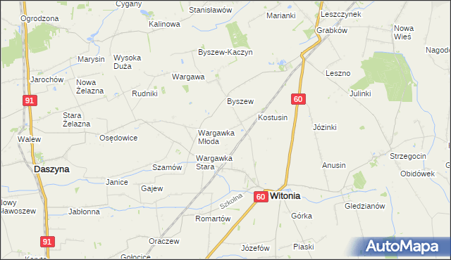 mapa Budki gmina Witonia, Budki gmina Witonia na mapie Targeo