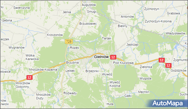 mapa Gielniów, Gielniów na mapie Targeo