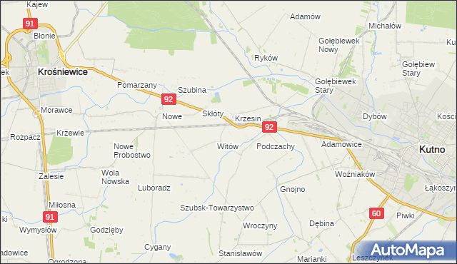 mapa Krzesin-Parcela, Krzesin-Parcela na mapie Targeo