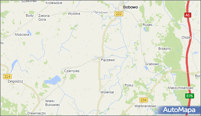 mapa Pączewo, Pączewo na mapie Targeo