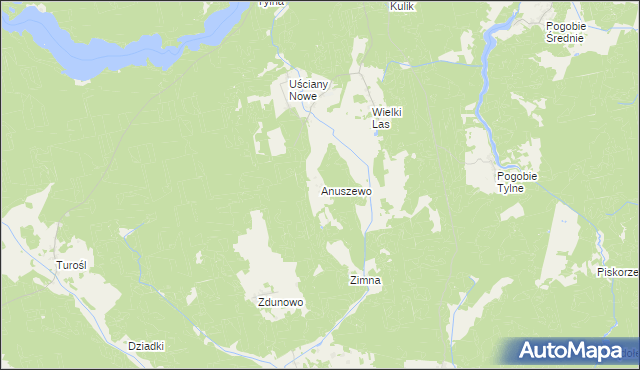 mapa Anuszewo, Anuszewo na mapie Targeo