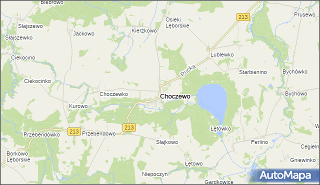 mapa Choczewo, Choczewo na mapie Targeo