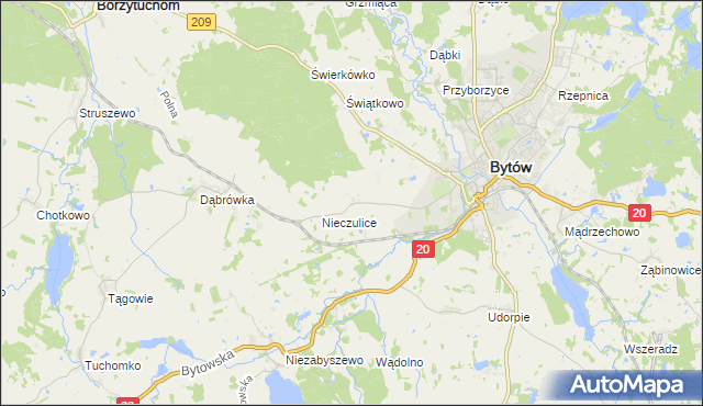 mapa Chomice gmina Bytów, Chomice gmina Bytów na mapie Targeo