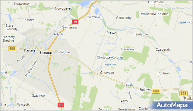 mapa Chotycze-Kolonia, Chotycze-Kolonia na mapie Targeo