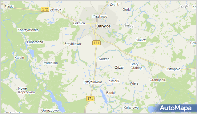 mapa Korzec, Korzec na mapie Targeo