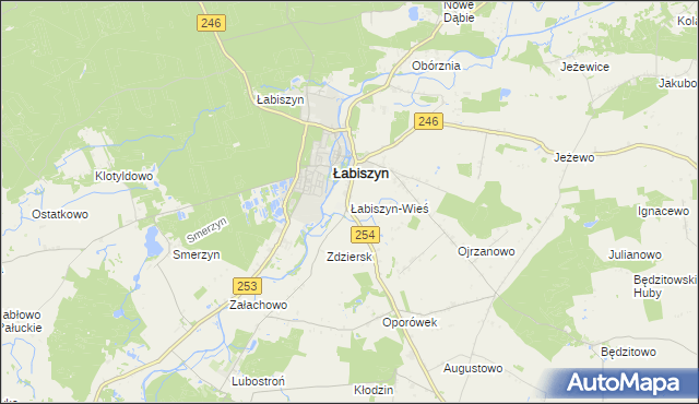 mapa Łabiszyn-Wieś, Łabiszyn-Wieś na mapie Targeo