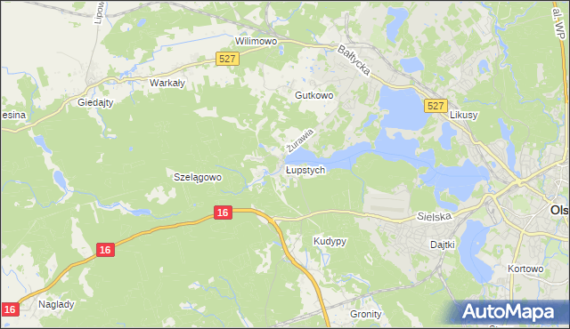 mapa Łupstych, Łupstych na mapie Targeo