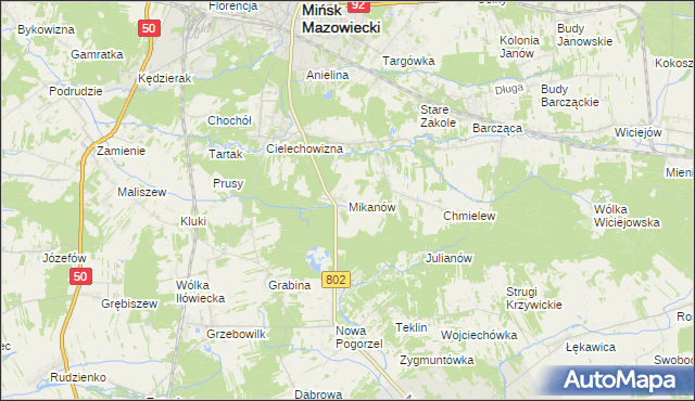 mapa Mikanów, Mikanów na mapie Targeo