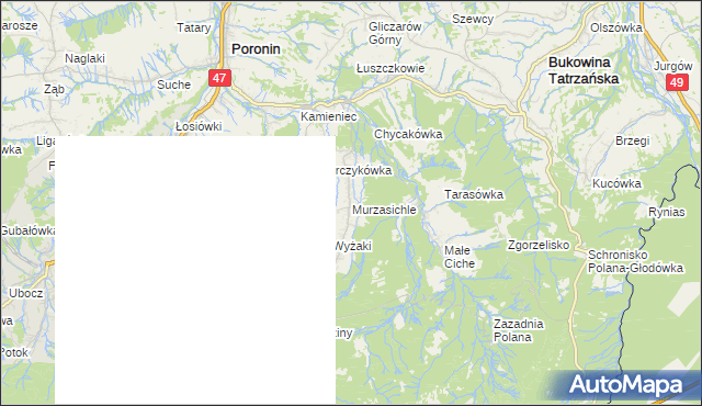 mapa Murzasichle, Murzasichle na mapie Targeo