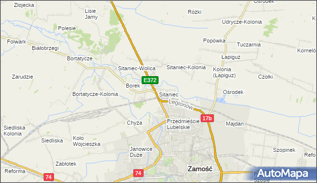 mapa Sitaniec, Sitaniec na mapie Targeo