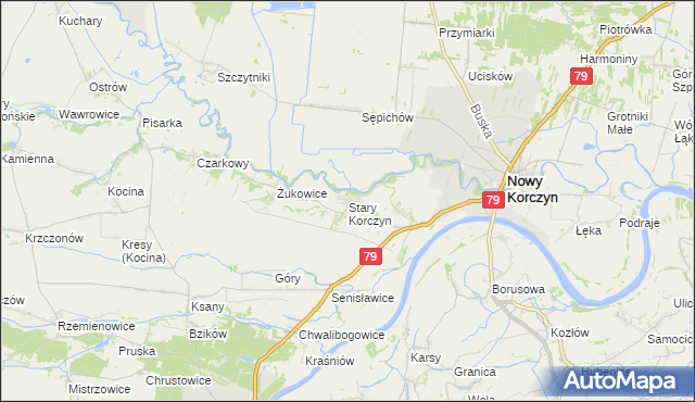 mapa Stary Korczyn, Stary Korczyn na mapie Targeo
