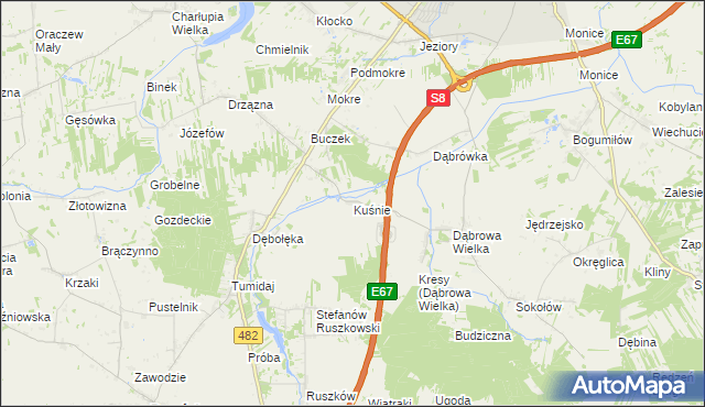 mapa Kuśnie, Kuśnie na mapie Targeo