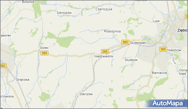mapa Niedźwiednik gmina Ziębice, Niedźwiednik gmina Ziębice na mapie Targeo