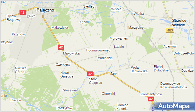 mapa Podładzin, Podładzin na mapie Targeo