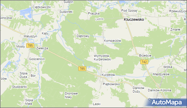 mapa Wymysłów Kurzelowski, Wymysłów Kurzelowski na mapie Targeo