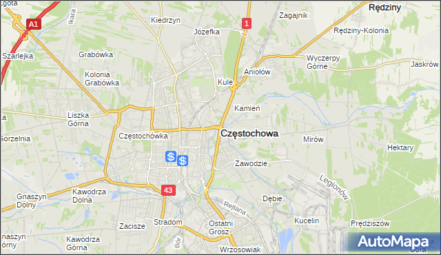 mapa Częstochowy, Częstochowa na mapie Targeo