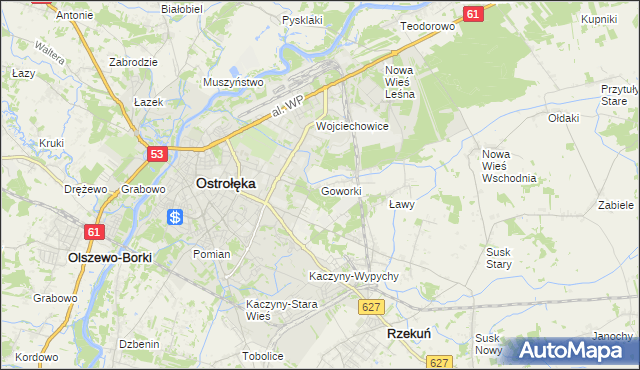 mapa Goworki, Goworki na mapie Targeo