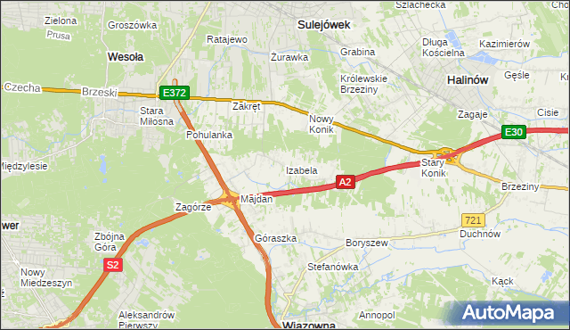 mapa Izabela gmina Wiązowna, Izabela gmina Wiązowna na mapie Targeo